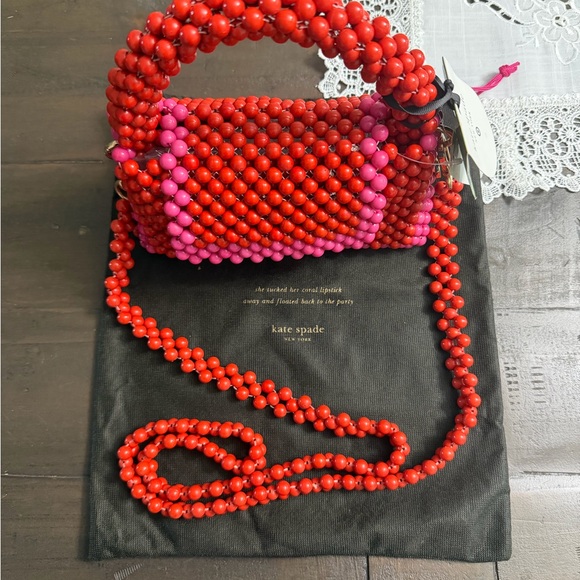 Kate Spade Vibrant Red and Pink Beaded Crossbody Mini Bag - Picture 14 of 14